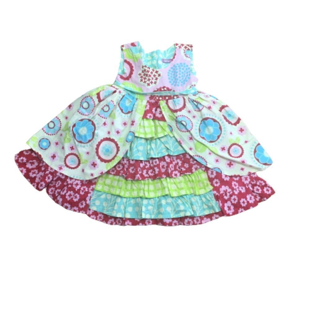 Jelly The Pug Mixed Print Ruffle Sleeveless Dress Size 24M